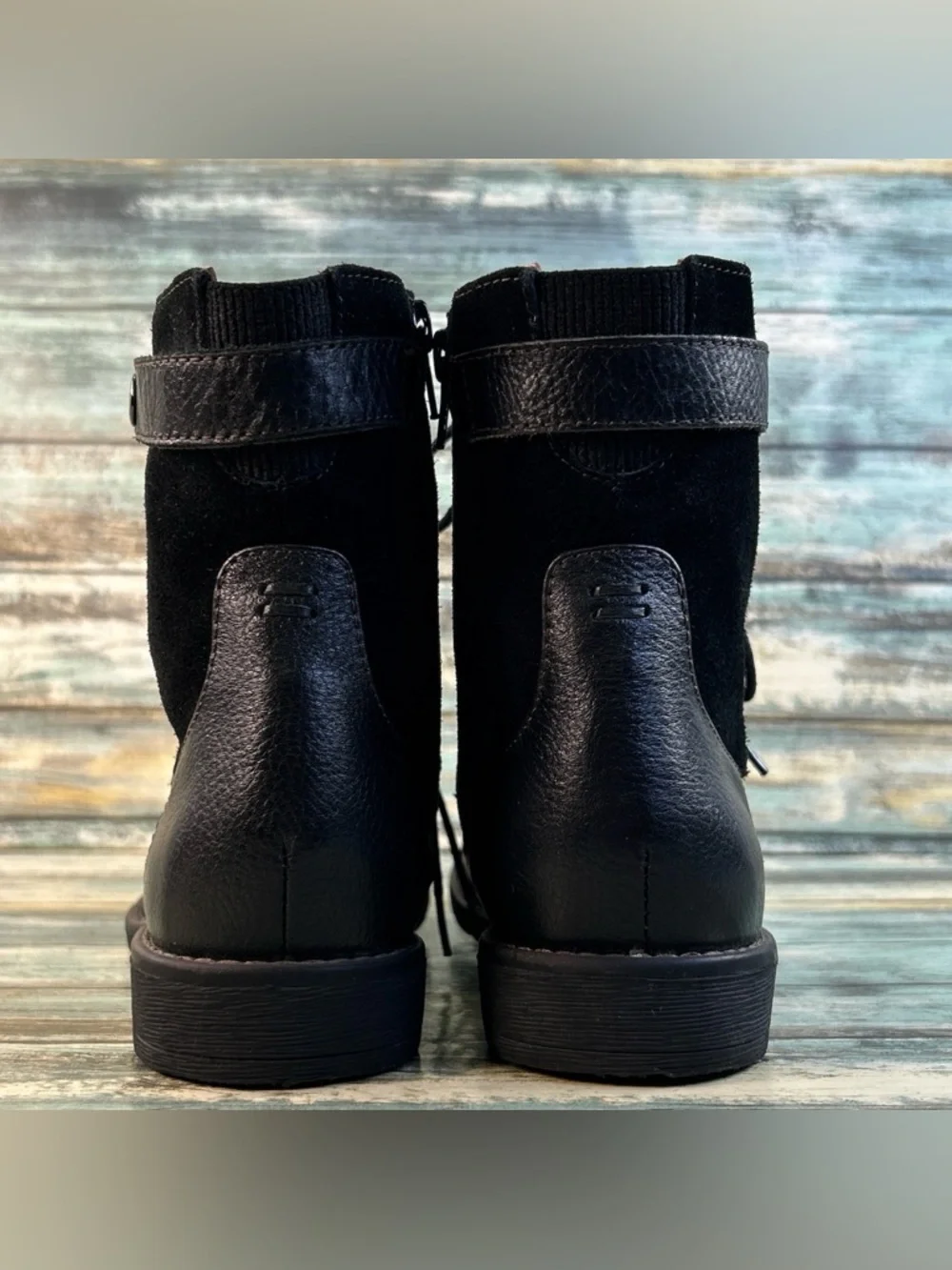 Montana Artisan Combat Boot Womens 8 Black Leather/Suede Military Grunge Western